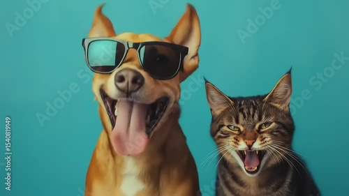 Cool Dog and Cat Studio Portrait.