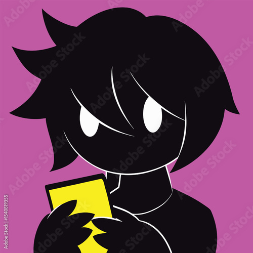 Silhouette of a boy using smartphone