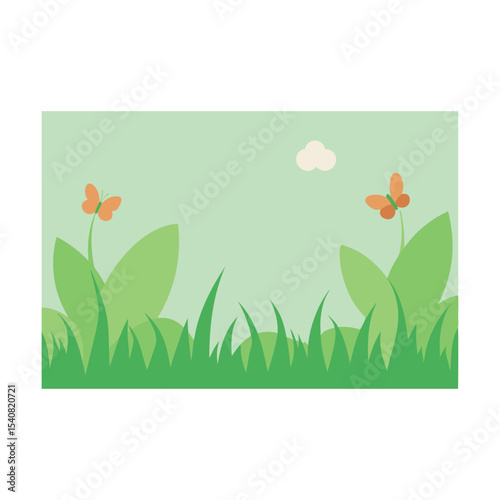 Floral spring meadow with blossoming flowers and green grass, a beautiful nature illustration