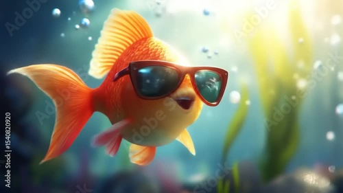 Cool Goldfish in Aquarium.