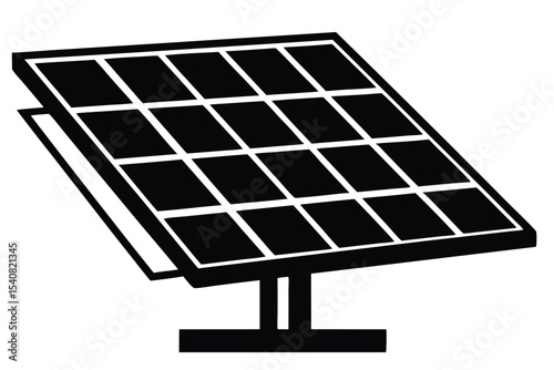 Black and White Solar Panel Illustration Renewable Energy and Clean Technology Symbol
