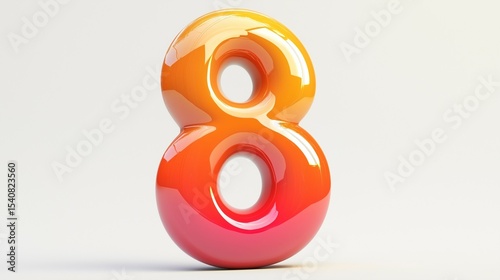 3d colorful number 8 on white background. Ai Generative.