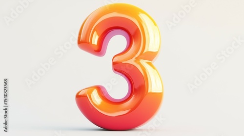 Colorful numbers 3 on white background. Ai generative.