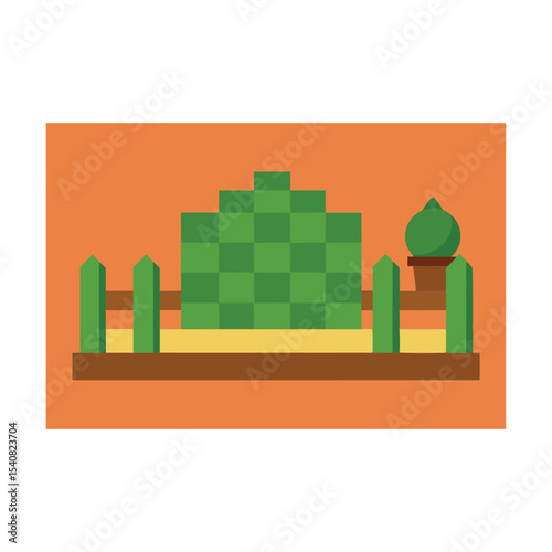 Vector illustration of a modern urban house with green landscape design
