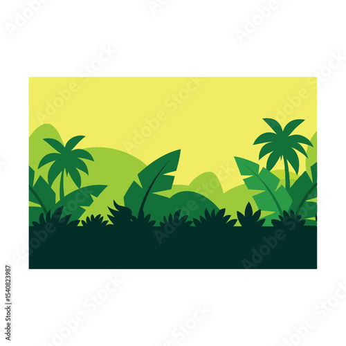 Tropical island beach paradise with palm trees, a summer travel vector illustration