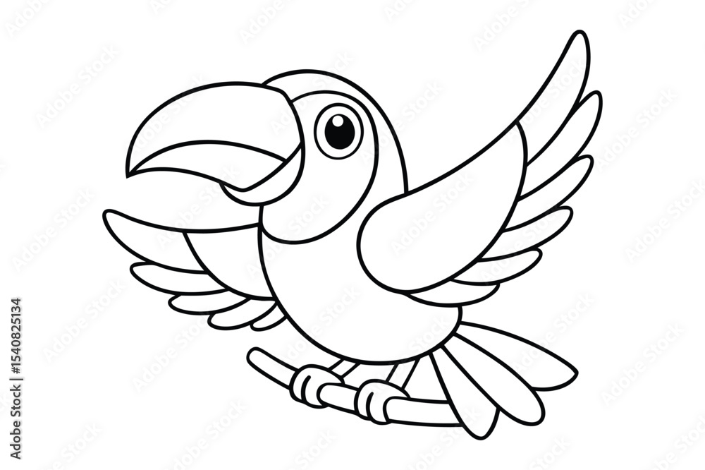 Obraz premium Black outline Toucan tropical coloring page