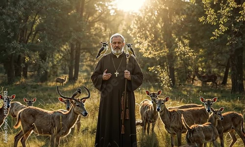 Peaceful Moment with Saint Francis and Creatures of the Wild

