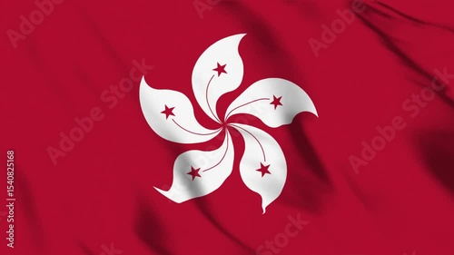 Waving Flag of Hong Kong, Realistic Hong Kong Flag Waving in the Wind