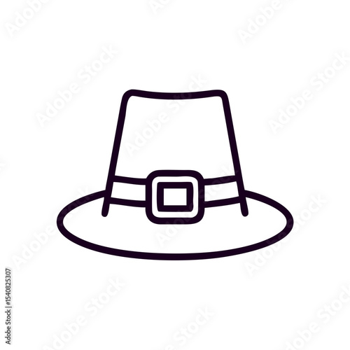 Classic pilgrim hat outline with buckle for Thanksgiving celebration  