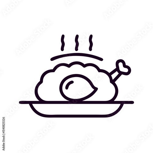 Traditional Thanksgiving turkey on a plate with steam rising  