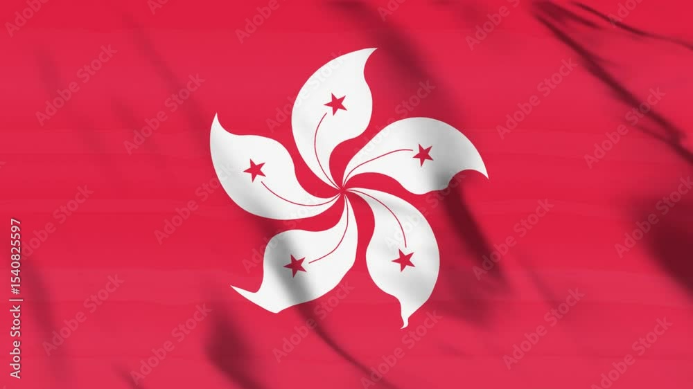 Stylish Hong Kong Flag Waving, Stylized Hong Kong Flag Animation