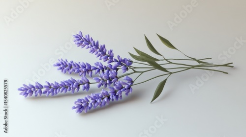 Lavender sprigs on white background