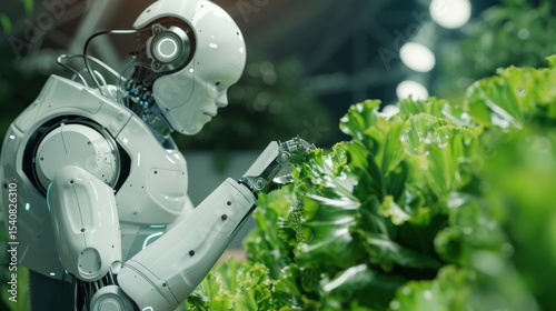 Robot examining plants