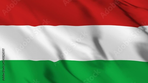 Waving Flag of Hungary, Hungarian Flag Close Up with Gentle Fabric Movement