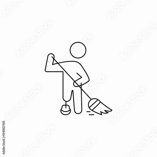 mop cleaning impaired icon sign vector