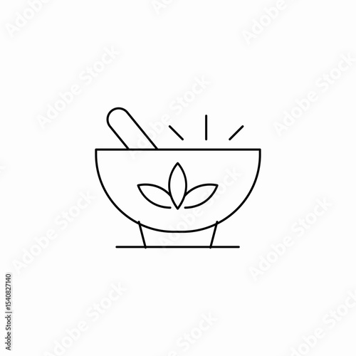 mortar and pestle herbs icon sign vector