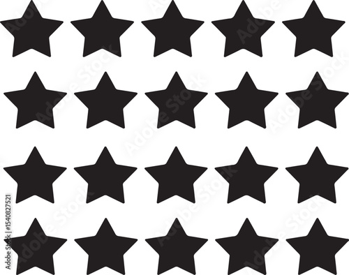 Twenty black stars rating review icon set