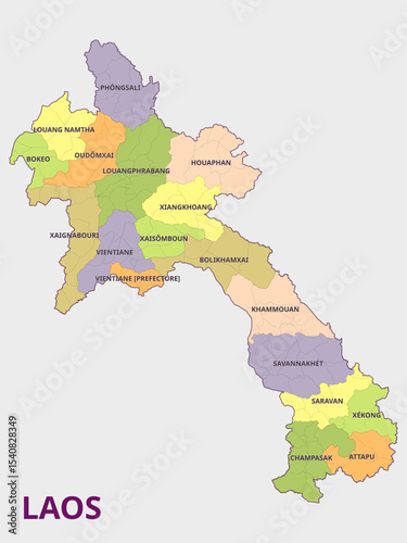 Map of Laos, showing its administrative divisions