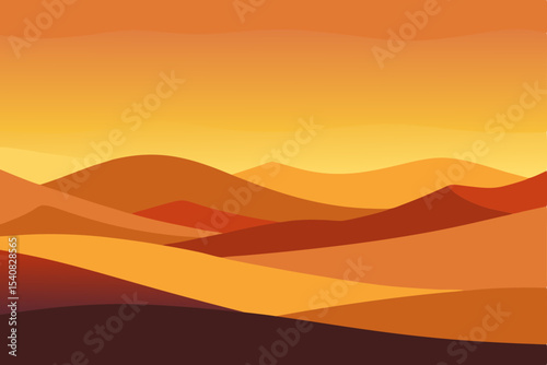 Vibrant desert and mountain landscapes showcase a breathtaking sunset, with the sun painting the sky orange amidst clouds and silhouetted horizons