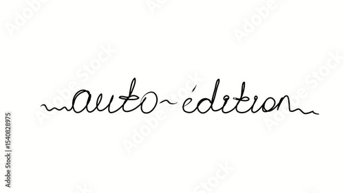 Self-publishing text in French. One line drawing doodle hand drawn. Video 4k  object illustration, minimalism hand drawn sketch design modern new