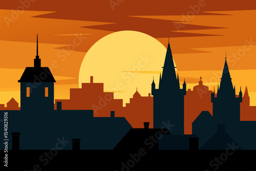 prague castle silhouette