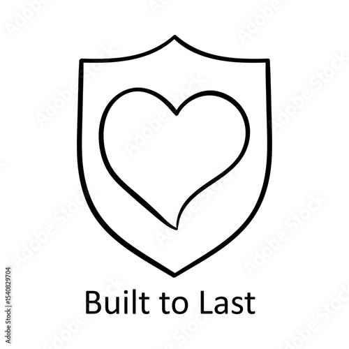 Built to Last – Shield and Heart Representing Resilience with Care hand drawn icon