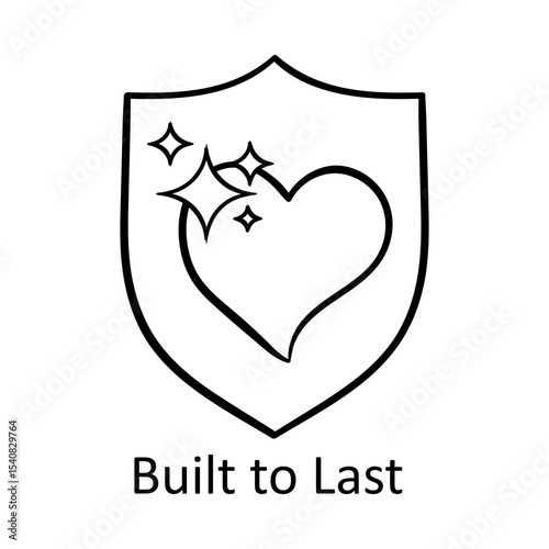 Built to Last – Shield and Heart Representing Resilience with Care hand drawn icon