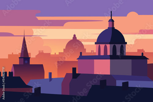 sunset over the city