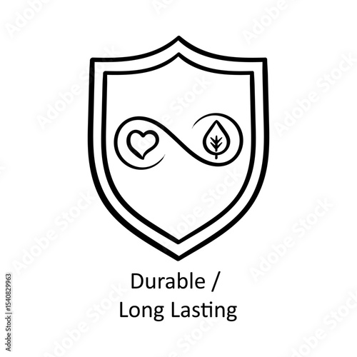 Durable / Long Lasting – Shield Representing Longevity and Quality hand drawn icon