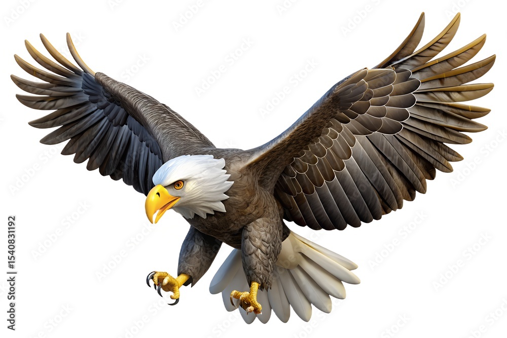 Obraz premium Majestic bald eagle in flight detailed 3d render