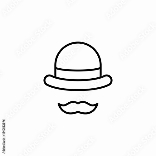 hat moustache gentleman icon sign vector