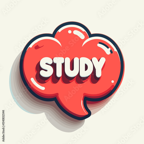 Red speech bubble with word STUDY