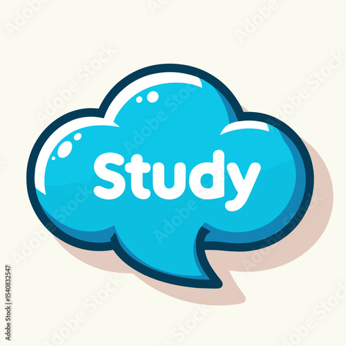 Blue speech bubble with word STUDY