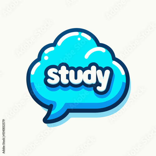 Blue speech bubble with word STUDY