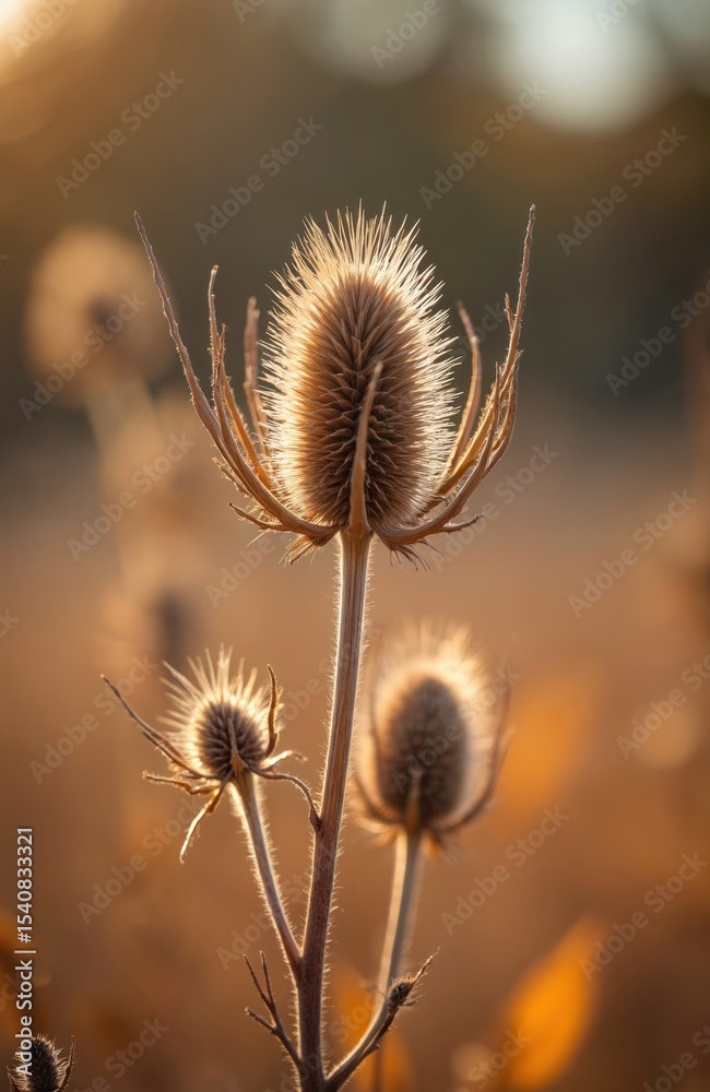 Autumn meadow with thistle seed heads. Dried plants, warm light, bokeh. Nature, autumn, fall season background. Golden hour, sunset time. Botanical beauty, peaceful calm outdoor scene. Autumn meadow with thistle seed heads. Dried plants, warm light, bokeh. Nature, autumn, fall season background. Golden hour, sunset time. Botanical beauty, peaceful calm outdoor scene.