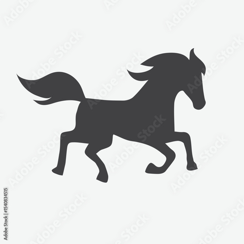 Black Silhouette Horse Vector. Flat Style Running Horse Icon