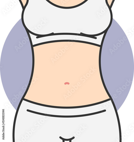 Female look with defined abdomen and white fitness look