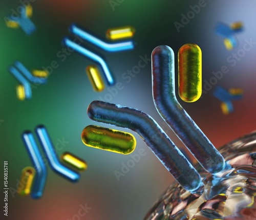 Antibodies, blood plasma globular proteins,  background antibodies, banner,  immunoglobulin, 3d rendering