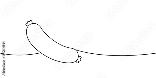 Grilled sausage one line continuous drawing. Butcher shop meat. Vector illustration.