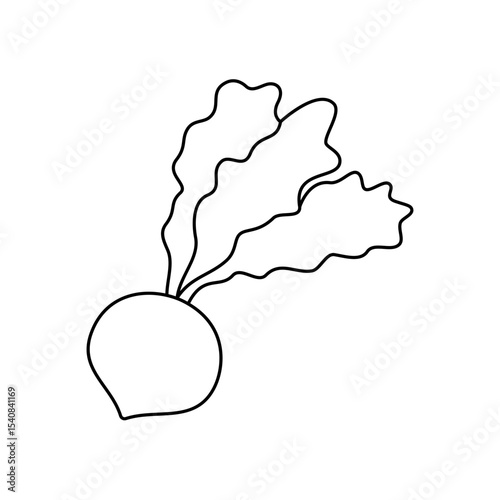 Fresh turnip outline symbol. Fresh organic vegetable. Natural vegetarian food. Healthy eating. Vector illustration