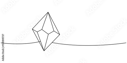 Glass shiny crystal one line continuous drawing. Mystical, esoteric, magic crystal. Vector illustration