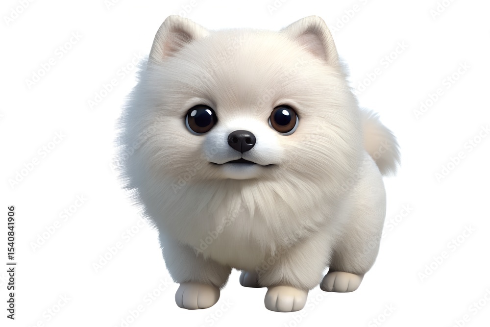 Obraz premium Adorable 3d render of a white pomeranian puppy