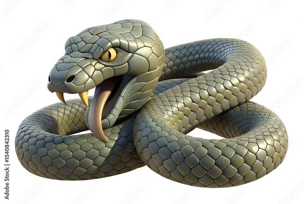 Fototapeta premium Striking pose of a 3d rendered green snake