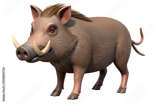 Cartoon warthog 3d render illustration