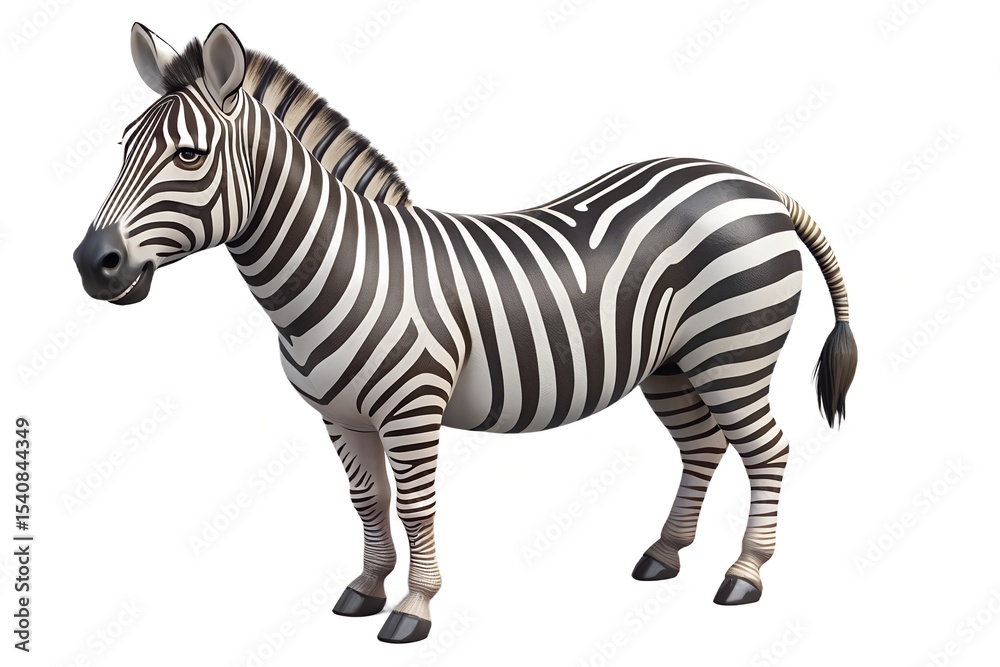 Fototapeta premium 3d render of a cartoon zebra standing