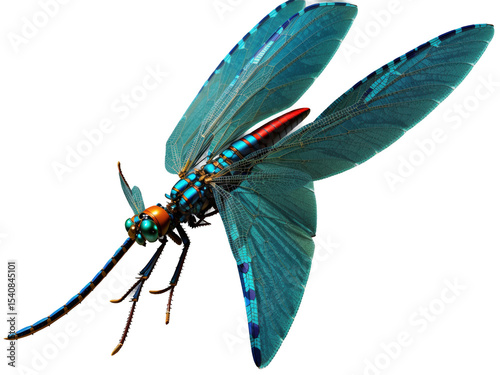 Exotic Dragonfly with Intricate Wing Veins on a Transparent PNG Image