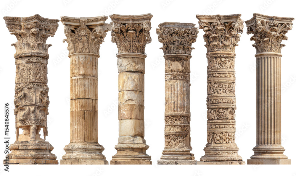 Fototapeta premium Ancient Roman columns in a horizontal row