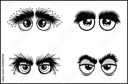 Messy Hair Eyes with Eyebrows Collection