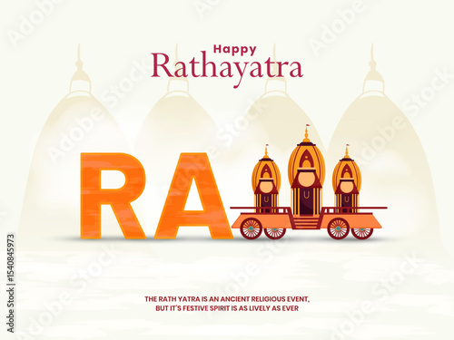 Indian festival celebration Ratha Yatra of Lord Jagannath, Balabhadra and Subhadra vector illustration.