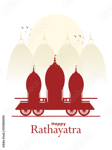 Indian festival celebration Ratha Yatra of Lord Jagannath, Balabhadra and Subhadra vector illustration.